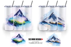 Watercolor Mountain Painting | Tumbler Sublimation Wrap Product Image 2