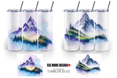 Watercolor Mountain Painting | Tumbler Sublimation Wrap Product Image 3