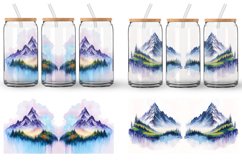 Glass Can Wraps Watercolor Mountain Painting Product Image 5