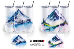 Watercolor Mountain Painting | Tumbler Sublimation Wrap Product Image 5