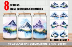Glass Can Wraps Watercolor Mountain Painting Product Image 1