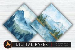 Watercolor Mountain Views Digital Paper Product Image 1