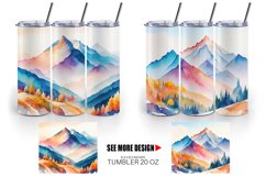 Watercolor Mountain vistas landscape | Tumbler Sublimation W Product Image 2