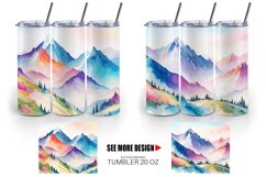 Watercolor Mountain vistas landscape | Tumbler Sublimation W Product Image 3