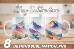 Watercolor Mountain vistas landscape | Mug sublimation desig Product Image 1