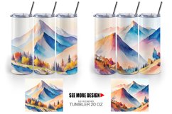 Watercolor Mountain vistas landscape | Tumbler Sublimation W Product Image 4