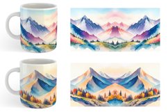 Watercolor Mountain vistas landscape | Mug sublimation desig Product Image 4