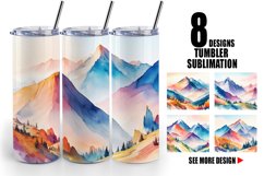 Watercolor Mountain vistas landscape | Tumbler Sublimation W Product Image 1