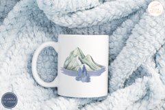 Watercolor Mountains Clipart. Winter Forest Landscape PNG Product Image 8