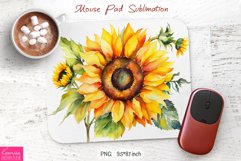 Watercolor Sunflower Design|Flower Mouse Pad Sublimation Product Image 1