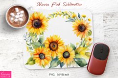 Watercolor Sunflower Design|Flower Mouse Pad Sublimation Product Image 1