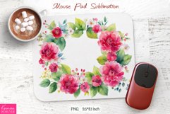 Watercolor Flower Wreath Design|Flower Mouse Pad Sublimation Product Image 1