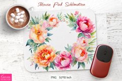 Watercolor Flower Wreath Design|Flower Mouse Pad Sublimation Product Image 1