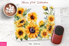 Watercolor Sunflower Design|Flower Mouse Pad Sublimation Product Image 1
