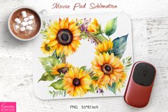 Watercolor Sunflower Design|Flower Mouse Pad Sublimation Product Image 1