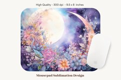 Watercolor Mouse Pad Png  Floral Moon Mousepad Sublimation