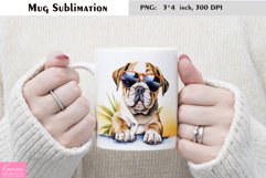 Watercolor Bulldog Mug Sublimation|Summer Dog Product Image 1