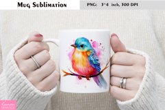 Watercolor Bird Mug Sublimation|Animal Mug Design Product Image 1