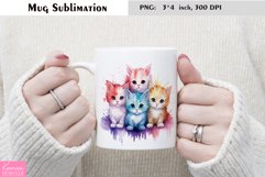 Watercolor Cat Mug Sublimation|Animal Mug Design Product Image 1