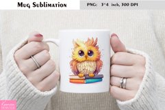 Watercolor Owl with Books Mug Sublimation Product Image 1