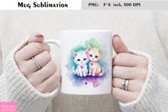 Watercolor Cat Mug Sublimation|Animal Mug Design Product Image 1
