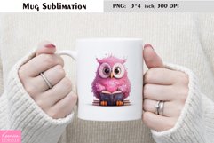 Watercolor Owl with Books Mug Sublimation Product Image 1