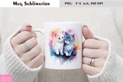 Watercolor Cat Mug Sublimation|Animal Mug Design Product Image 1