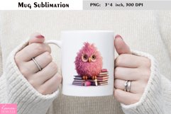 Watercolor Owl with Books Mug Sublimation Product Image 1