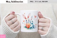 Watercolor Love Mug Sublimation|Bunny Mug Design Product Image 1