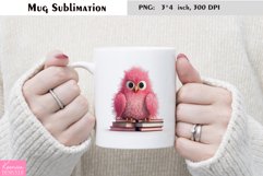 Watercolor Owl with Books Mug Sublimation Product Image 1