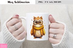Watercolor Owl with Books Mug Sublimation Product Image 1