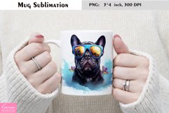 Watercolor Bulldog Mug Sublimation|Summer Dog Product Image 1