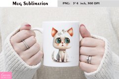 Watercolor Cat Mug Sublimation|Cartoon Animal Mug Design Product Image 1