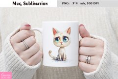 Watercolor Cat Mug Sublimation|Cartoon Animal Mug Design Product Image 1