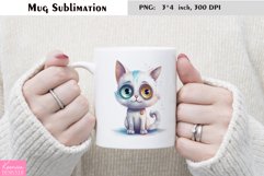 Watercolor Cat Mug Sublimation|Cartoon Animal Mug Design Product Image 1
