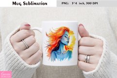 Watercolor Happy Woman Mug Sublimation|Birthday Mug Design Product Image 1