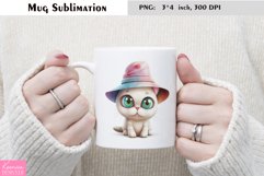 Watercolor Cat Mug Sublimation|Cartoon Animal Mug Design Product Image 1