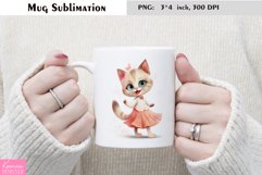 Watercolor Cat Mug Sublimation|Cartoon Animal Mug Design Product Image 1
