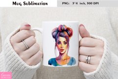 Watercolor Cute Girl Mug Sublimation|Birthday Mug Design Product Image 1
