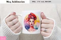 Watercolor Mug Sublimation|Happy Girl Mug Design Product Image 1