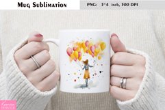 Watercolor Girl Mug Sublimation|Birthday Mug Design Product Image 1