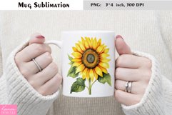 Watercolor Big Sunflower Mug Sublimation|Floral Mug Design Product Image 1