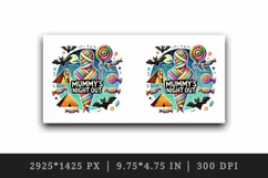 Watercolor mummy pyramid bats candy Mummy Night Out Halloween circular print 20oz tumbler skinny mug wrap clipart t-shirt sublimation printable design