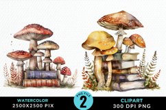Watercolor Mushroom Books Clipart Bundle Product Image 3