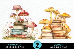 Watercolor Mushroom Books Illustration Clipart Product Image 1
