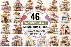 Watercolor Mushroom Books Clipart Bundle Product Image 1