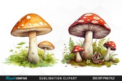 Watercolor Mushroom Clipart Product Image 1