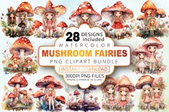 Watercolor Mushroom Fairies Clipart Bundle Product Image 1