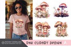 Watercolor Mushroom Fairies Clipart Product Image 1
