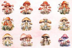 Watercolor Mushroom Fairies Clipart Bundle Product Image 2